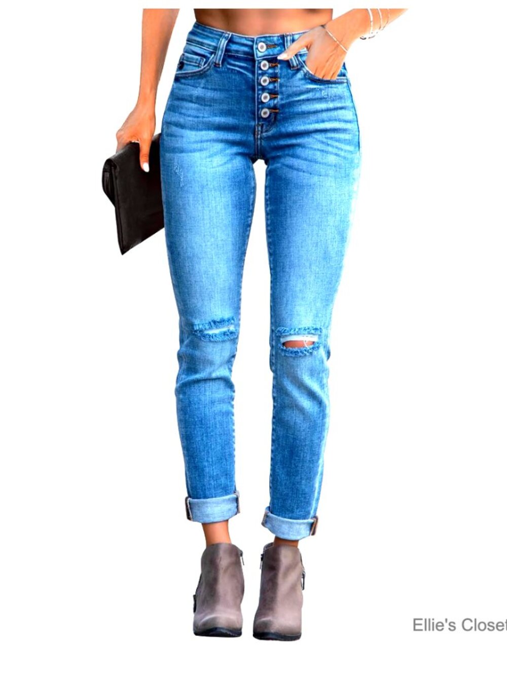 Ripped Skinny Jeans Distressed Stretchy Denim Pants